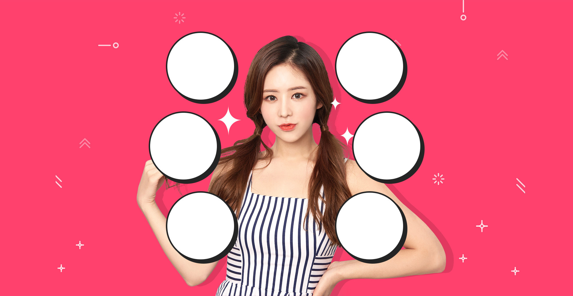 Effects of Lip Surgery - model with speech bubbles showing 6 improvement effects